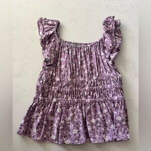 NORDSTROM Girl’s Purple Floral Blouse Shirt Large L 10/12 Boho Lavender top